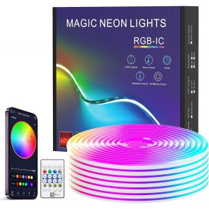 Tzf-Bande Led N&eacute;on 4m, Lumineuse &Eacute;tanche Ip67, Fonction Diy, Synchronisation De Musique Avec Application Et T&eacute;l&eacute;commande Pour D&eacute;coration Int&eacute;rieure Ext&eacute;rieure - Neuf