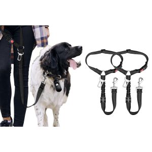 Harnais De S&eacute;curit&eacute; R&eacute;glable Pour Chien (Lot De 2) Pour Les Voyages En Voiture, Laisse De S&eacute;curit&eacute; Amovible Avec &Eacute;lastique - Neuf