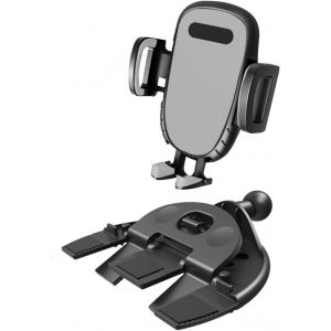 Cd Slot Car Phone Holder, Universal Cd Phone Holder For Car With Adjustable Clamp, 360&deg; Rotation Of Cd Slot Phone Holder For Car (Grey) - Neuf