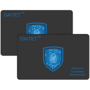 Cartes de blocage RFID pour homme et femme, fines, sans contact, NFC, carte de débit, carte de crédit, passeport, protection complète du portefeuille ou du sac à main, Noir Lot de 2, Minimaliste - Neuf