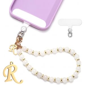 Kal-Jeu Bracelet De Téléphone Perles, Charme De Téléphone Initiales Dragonne De Téléphone Avec Patch Pour Lanière De Téléphone Mains Libres Bracelet De Téléphone Pour Femmes Filles - Neuf