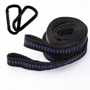 Sangles Pour Hamac, 3 M X 2,5 Cm, Charge Maximale 400 Kg, Support Pour Accessoires De Hamac De Camping Avec 2 Mousquetons, 1 Crochet Pivotant, Avec Sac De Transport, Bleu - Neuf