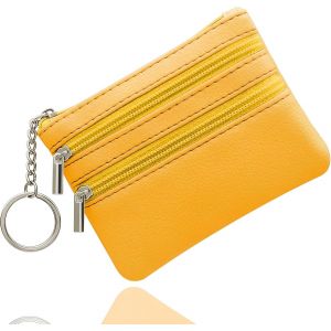 (Jaune) Petit porte-monnaie femmes petit portefeuille, porte monnaie, fermeture à glissière poche de pièce de monnaie, de femmes de petite pièce de monnaie porte-monnaie avec des compartiments et porte-clés, petit et léger, facile à transporter - Neuf