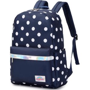 Sac À Dos En Toile À Pois - Moderne Et Élégant - Léger - Pour Femme Et Fille, Bleu Foncé-819, L - Neuf