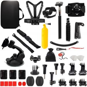 50 in 1 Action Camera Accessories Kit Compatible with GoPro Hero 11 10 9 8 7 6 5 4, GoPro Max, Fusion, DJI Osmo Action, AKASO, Insta 360 and more - Includes Camera Head Mount - Neuf