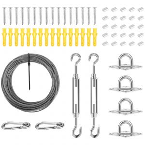Câble Métallique En Acier Inoxydable De 15/30m,Fil De Garde-Corps De Jardin,Auvent,Câble De Levage De Pêche,Corde À Linge,Kit De Corde D'auvent De Voile D'ombrage.15m Style 2. - Neuf