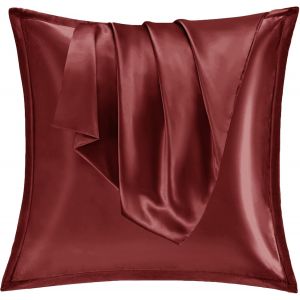 TEPPC-Taie Oreiller Satin 60x60 Lot de 2,pour Cheveux,Similaire Aux Taie d Oreiller en Soie,Housse de Coussin 60x60,Taies d'oreillers certifié Oeko-Tex Rouge - Neuf