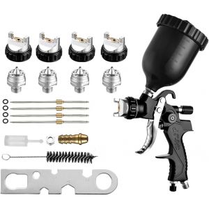 MEVRONISSHOP-Pistolet a peinture HVLP avec buse de 1,3mm & 1,5mm & 1,8mm & 2,5mm, pistolet peinture air comprim&eacute; pour carrosserie, Meubles, Cl&ocirc;tures, Murs, etc. - Neuf