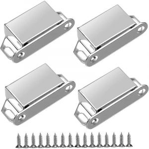 Aimant de porte d'armoire 4 pièces Aimant de porte en acier inoxydable Aimants puissants pour porte de placard Loquet de porte avec vis pour porte de meuble de maison Armoire - Neuf