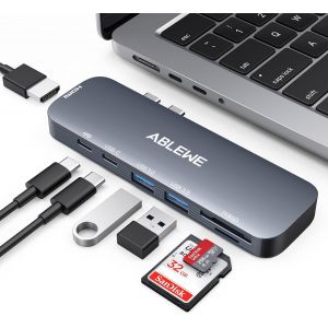 Adaptateur MacBook,Hub USB-C 7 en 2 Multiport avec HDMI 4K @ 60 Hz,Alimentation 100 W,Lecteur de Carte SD TF,Compatible avec MacBook Pro/Air 2022-2018 - Neuf