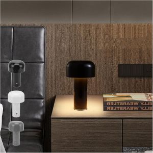 Lampe De Table,Lampe Champignon,Usb De Chevet,Touch Control Mini Night Light,3 Températures De Couleur,Batterie Rechargeable,Décoration De Chambre À Coucher(Noir) - Neuf