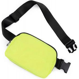 Sac banane unisexe pour homme et femme, sac banane à bandoulière, imperméable, avec bandoulière réglable de 127 cm (vert fluo) - Neuf