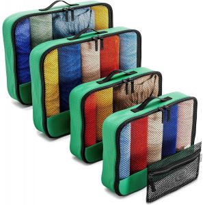Organisateur De Voyage (Vert Moyen/Large) Organisateurs De Sac Pour Rangement Val . Bagage Cube Val Voyage. Pochette Rangement Voyage Un Sac Pour Val . Packing Cubes - Neuf