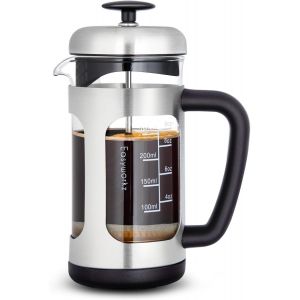 CMWS-Presse &agrave; Fran&ccedil;ais en acier inoxydable avec verre borosilicate r&eacute;sistant &agrave; la chaleur, 350ml (3 tasses) - Neuf