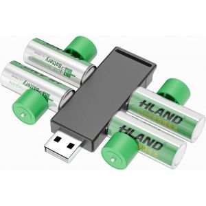 KGABERY-Lot De 4 Piles Aa Rechargeables-1900 Mwh-1500 Cycles-1,5 V Ni-Mh-Piles Aa Rechargeables Simultanément Via Usb-Avec Chargeur 4 En 1 (1,5 V Aa) - Neuf