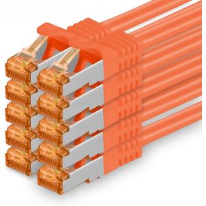 C&acirc;ble R&eacute;seau Cat7 Cat 7 10 GB/s SFTP - 10x 0,5m - RJ45 Ethernet LAN DSL Routeur Modem - Orange - Neuf