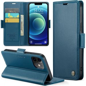 Maa-Coque Pour Iphone 12/12 Pro, Étui Housse En Rfid Protection Premium Pu Cuir Portefeuille Rabat Case Magnétique Stand Antichoc, Étui Case Pour Iphone 12/12 Pro, Bleu - Neuf
