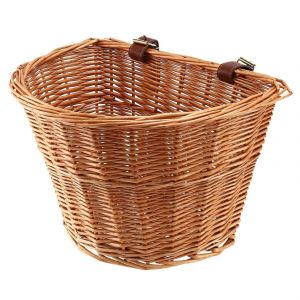 Rétro,Fait À La Main,Panier Avant De Vélo En Osier Avec Sangles En Cuir - Neuf
