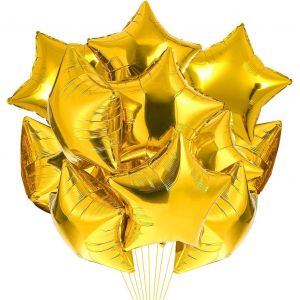 SJZG-Ballon &Eacute;toile Or 20 Pcs, Baudruche En Forme D'&Eacute;toile, Ballons De Fleuret, Ballon Helium &Eacute;toile Pour Anniversaire, Mariage, Saint Valentin, D&eacute;coration De F&ecirc;te De No&euml;l - Neuf