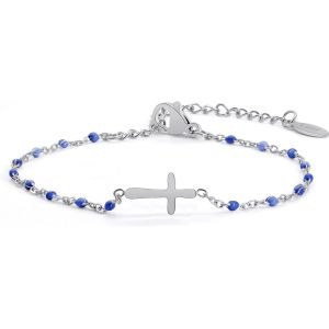 Bracelet De Croix Pour Femmes, Bracelet Religieux R&eacute;glable En Acier Inoxydable Bracelet De Communion Pour Bijoux De Couple Cadeaux De Confirmation Bracelets De Mode - Neuf