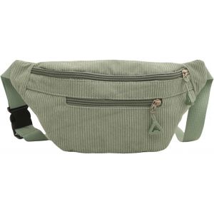 TRAHOO-Sac Banane Velours C&ocirc;tel&eacute;, Sac de Poitrine en Velours C&ocirc;tel&eacute;, Sacs de Ceinture de Couleur Unie, Sacs Banane Zipp&eacute;es et Bandouli&egrave;re avec Sangle R&eacute;glable (Vert Clair) - Neuf