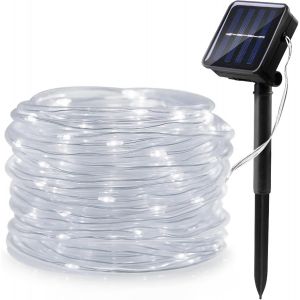Tianyi-Solaire Corde Lumineuse, 12m 100leds Lumineuses Solaires D'ext&eacute;rieur, Solarlicht Dekoration Rope Guirlandes Lumineuses &Eacute;tanche Avec 8 Modes Pour Un Mariage Dans Le Jardin - Neuf