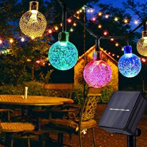 Guirlande Lumineuse Ext&eacute;rieur Solaire, 7 M 50 Led Guirlande Lumineuse Solaire Ip65 Etanche, 8 Modes Guirlande Lumineuse Decoration No&euml;l Pour Jardin, No&euml;l, Mariage, F&ecirc;te - Neuf
