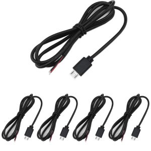 JGD-5Pcs micro Queue de cochon USB,22AWG 3A micro USB m&acirc;le extr&eacute;mit&eacute; ouverte &agrave; fil nu &agrave; 2 broches,USB rallonge de c&acirc;ble,prise USB soudable,pour les bricoleurs (100cm) - Neuf