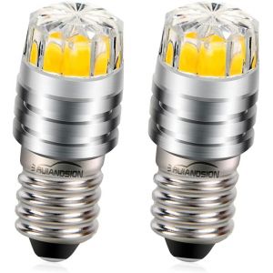 2pcs 2w Cob 12v E10 Led De Mise À Niveau De Remplacement De L'ampoule Pour Lampes De Poche Torche Phare Lampe Frontale,4300k Blanc Chaud - Neuf