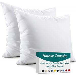 Slep-Housse Coussin 45x45 Microfibre Premium Lot De 2 Taie D'oreiller Pour Coussins Canapé/Lit Tissu Super Doux Resistant Et Lavable Hypoallergénique Anti-Acariens Avec Fermeture Éclair Invisible - Neuf