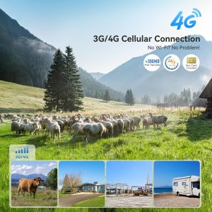 4G LTE Outdoor Surveillance Camera with SIM Card,2K 3MP PTZ IP Camera,Night Vision Colour 30m,4 Preset Positions & Detection Zones,PC/APP,Two-Way Audio,Wall/Ceiling - Neuf