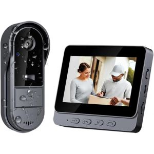 JEXNOVASHOP-Sonnette sans Fil avec Cam&eacute;ra Ext&eacute;rieur &Eacute;tanche 1080P, Visiophone Vid&eacute;o sans Fil &Eacute;cran 4.3"", Interphone Vid&eacute;o pour Famille Angle de Vision 170&deg;, Portier Vid&eacute;o pour Maison, Interphone sans - Neuf