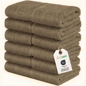 Eryi-Lot De 12 Serviettes - 30 X 30 Cm - Serviettes Visage Et Invités 100% Coton - Pour Mains, Bébés, Maquillage, Cuisine, Maison Et Voyage. Légères, Douces - Marron - Neuf