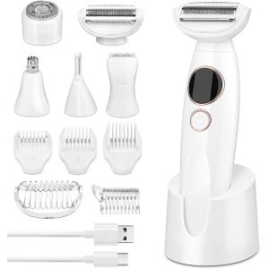 Rasoir Electrique Femme, 5-En-1 Rasoir Femme Electrique Ipx5 Humide Et Sèche Tondeuse Bikini Femme Usb Rechargeable Epilateur Vi Femme Pour La Vi Bras Jambes Aisselles Bikini - Neuf