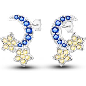 Kal-Sterling Silver Stud Boucles D'oreilles, Boucles D'oreilles Femme Étoile Et Lune, Licorne Fille Cadeau Tournesol Boucles D'oreilles Papillon Boucles D'oreilles - Neuf