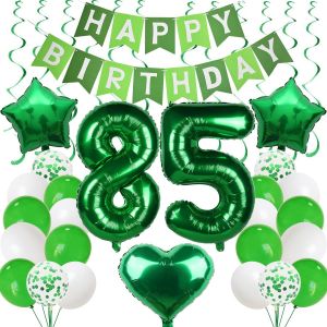 CAUC-Lot de 85 ballons d'anniversaire pour homme et femme - Vert - 85 ans - D&eacute;coration de f&ecirc;te - Ballons pour homme et femme - Neuf