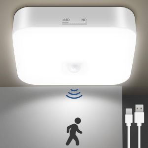 Subzonal-Plafonnier Led Lampe D&eacute;tecteur De Mouvement Interieur, Lampe Led Sans Fil, Rechargeable Plafonnier Salle De Bain Lumi&egrave;re Garage Sans &Eacute;lectricit&eacute; Led Escalier Detecteur De Mouvement - Neuf