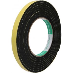 KALANKA-sourcingmap Ruban d'étanchéité en mousse - 12 mm de large et 4 mm d'épaisseur - 3 m de long - Bande autocollante pour isolation de porte de fenêtre - Jaune et noir - Neuf