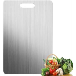 Planche Titane Cuisine,Planche A Decouper Inox¿Planche A Decouper En Titane¿Titanium Cutting Board¿ Planche À Découper En Métal Idéale Pour Couper Viande, Légumes Et Fruits (1) - Neuf
