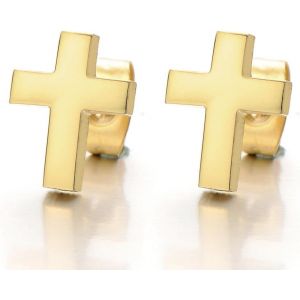 Kal-Couleur Or Boucles D'oreilles Croix Homme Femme - Clous D'oreille - Acier Inoxydable - 2 Pièces - Neuf