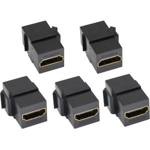 4K HDMI Keystone Connecteur,Plaqué Or HDMI Femelle vers Femelle Keystone Insert Jack 3D 4K 60Hz Adaptateur pour Plaque Murale Panneau Audio Video (Noir/5 Pack) - Neuf