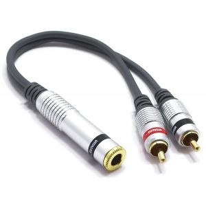 Adaptateur Jack 6.35Mm St&eacute;r&eacute;o Femelle Vers 2X Rca M&acirc;le C&acirc;ble Double Cinch Vers Jack 6.35 Trs Connecteur[Z1376] - Neuf