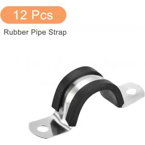 12pcs 22mm(7/8"") Collier de Serrage Caoutchouc Amorti 304 Inox Acier Attache Grillage Rigide Clip Fixation Sangle pour Tube Tuyau - Neuf