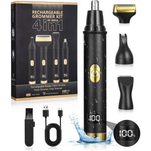 Tondeuse Nez Oreilles 4-En-1 Usb Rechargeable - Rasoir &Eacute;tanche Ipx7 Pour Sourcils Et Poils Du Visage - Hommes Et Femmes - Neuf