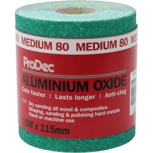 Rouleau de 10 m de papier abrasif verte, oxyde d'aluminium, grain 80 moyen pour poncer bois, peinture, joints, m&eacute;tal et plus, papier abrasif compatible avec les ponceuses &eacute;lectriques - Neuf