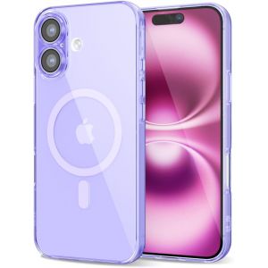 Eryi-Pour Iphone 16 Plus Coque Compatible Avec Magsafe, Transparente Magnétique Protection De L'objectif Etui Housse, Pleine Silicone Cover, Coque Mat Translucide Mince Antichoc, Violet Clair - Neuf