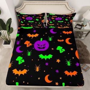 Parure De Lit Motif Citrouille, Lanterne Et Fantôme, Décoration D'halloween, Drap - Neuf