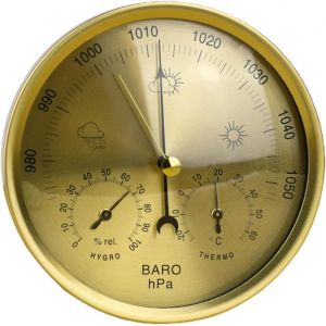 SUBZONAL-Barom&egrave;tre, barom&egrave;tre 3 en 1 en m&eacute;tal, station m&eacute;t&eacute;o int&eacute;rieure et ext&eacute;rieure, barom&egrave;tre, thermom&egrave;tre, hygrom&egrave;tre &agrave; cadre rond, pas besoin de piles, barom&egrave;tres instruments m&eacute;t&eacute;orologiques - Neuf