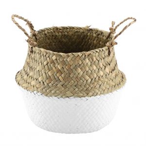 Hjlian Panier Pliable En Jonc De Mer Naturel Tisse Pour Vetements, Pots De Fleurs Et Plantes (Blanc) - Neuf