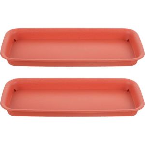 KALANKA-Lot de 2 soucoupes rectangulaires en plastique pour pots de fleurs, plantes grasses, soucoupes, plateaux ronds pour contenir les gouttes d'eau et la terre (33 x 14 cm) - Neuf